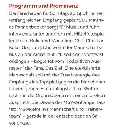 Text von Radio DU über den Busempfang gegen 1860
